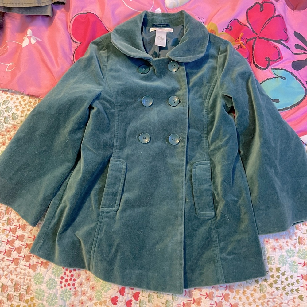 Sweet blue velvet lined double breasted Janie and Jack coat
